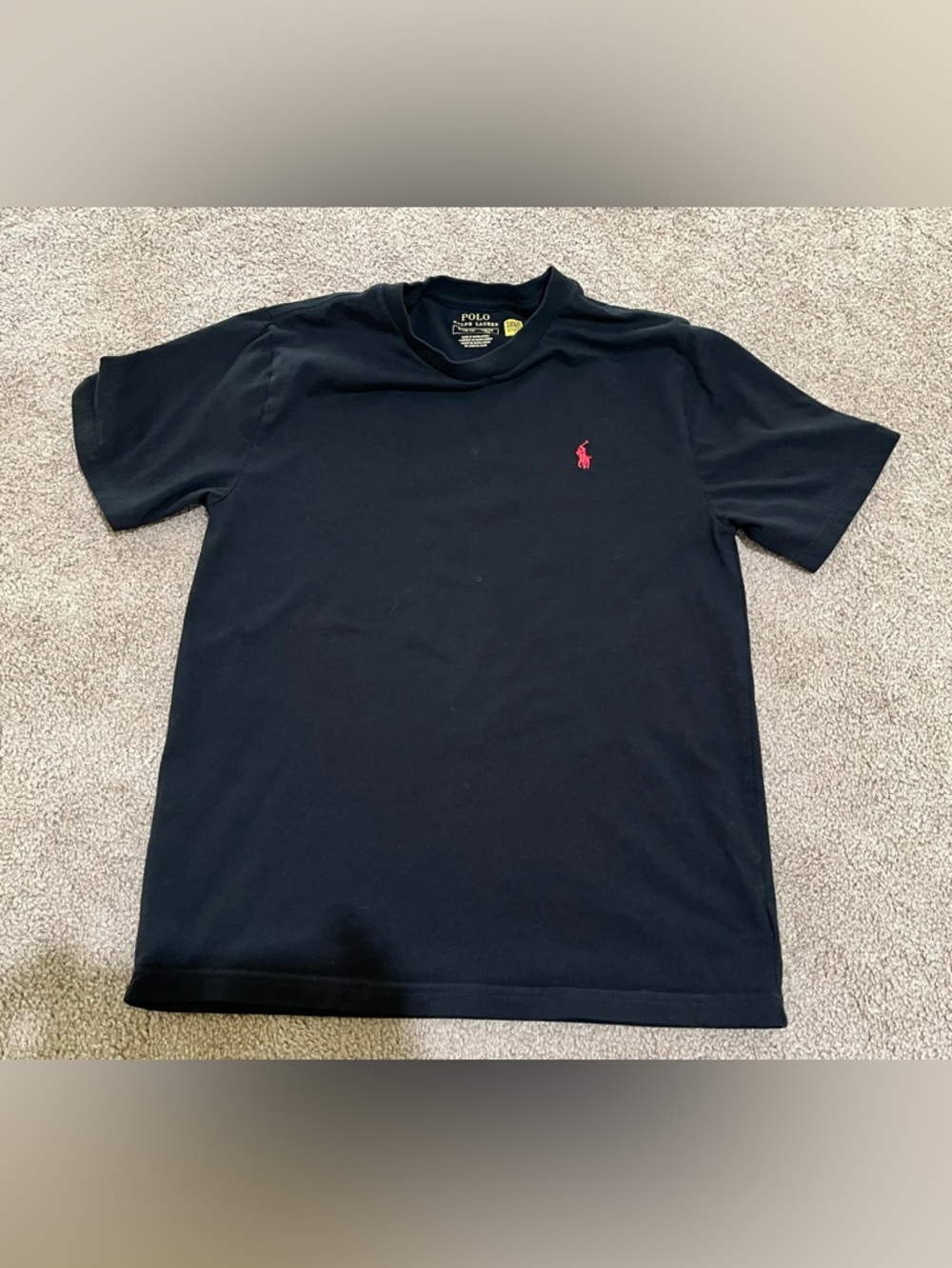 Polo by Ralph Lauren  Black Crewneck T-Shirt with Red Pony Logo
